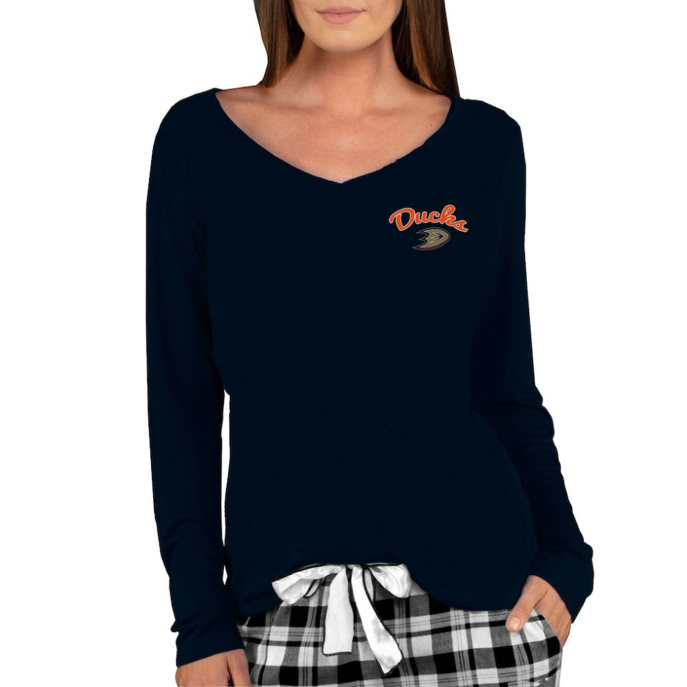Anaheim Ducks Concepts Sport Women's Marathon Knit Long Sleeve V-Neck Top - Black | NHL near me