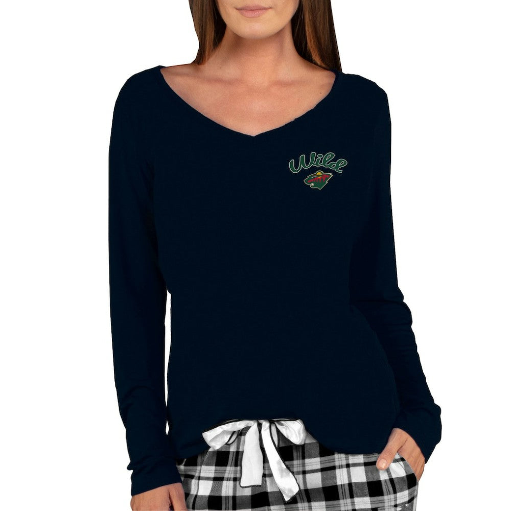 Minnesota Wild Concepts Sport Women's Marathon Knit Long Sleeve V-Neck Top - Black | NHL near me