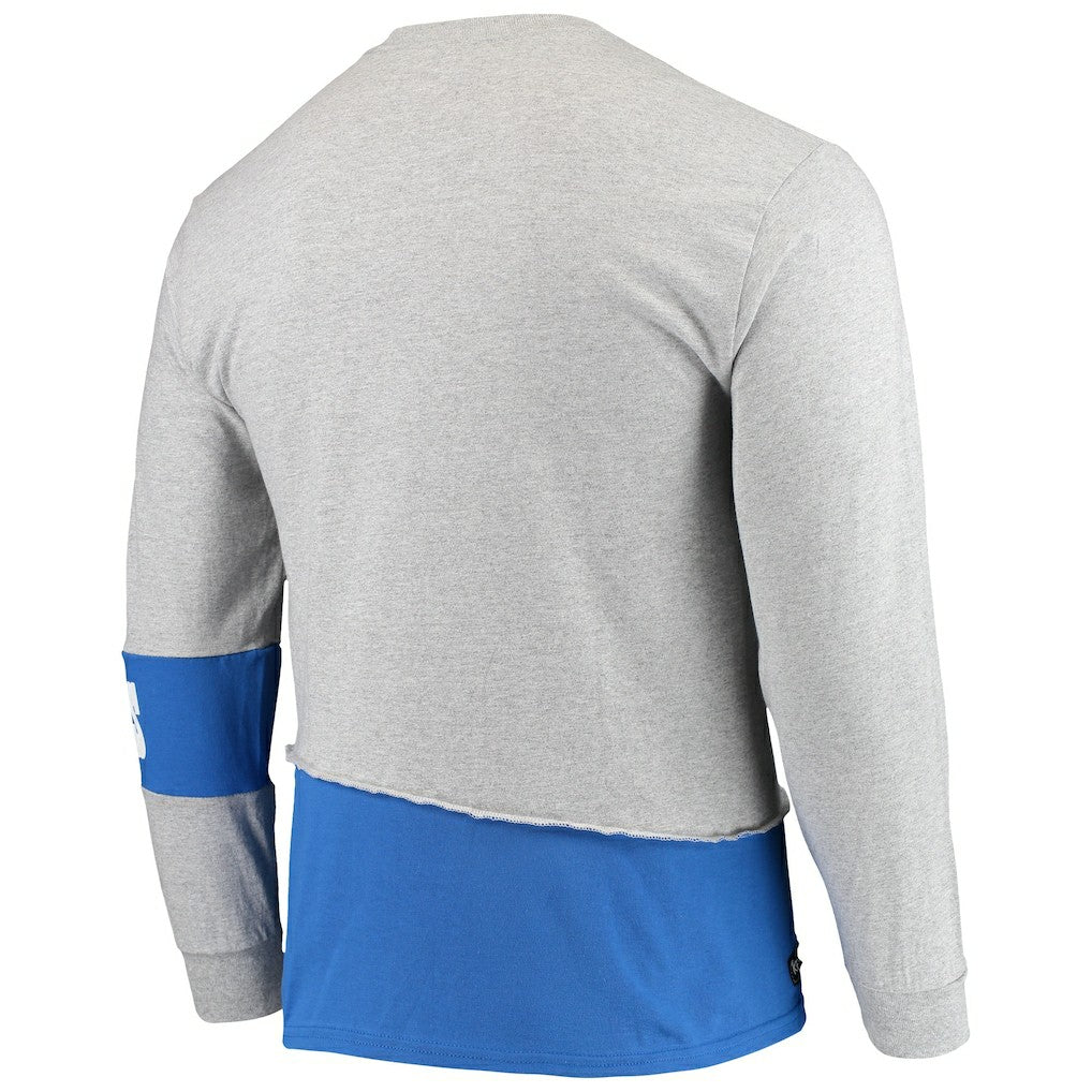 Indianapolis Colts Refried Apparel Sustainable Upcycled Angle Long Sleeve T-Shirt - Gray/Royal - NFL