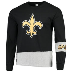 New Orleans Saints Refried Apparel Sustainable Upcycled Angle Long Sleeve T-Shirt - Black/Gray - NFL