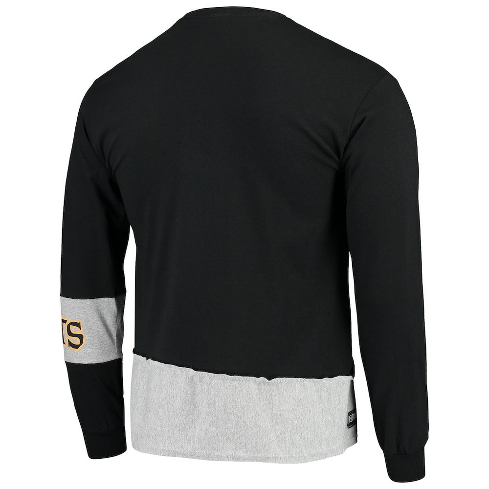 New Orleans Saints Refried Apparel Sustainable Upcycled Angle Long Sleeve T-Shirt - Black/Gray - NFL