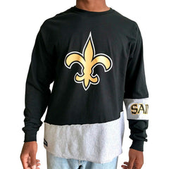 New Orleans Saints Refried Apparel Sustainable Upcycled Angle Long Sleeve T-Shirt - Black/Gray - NFL