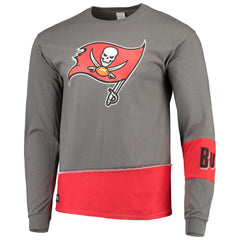 Tampa Bay Buccaneers Refried Apparel Sustainable Upcycled Angle Long Sleeve T-Shirt - Pewter/Red - NFL