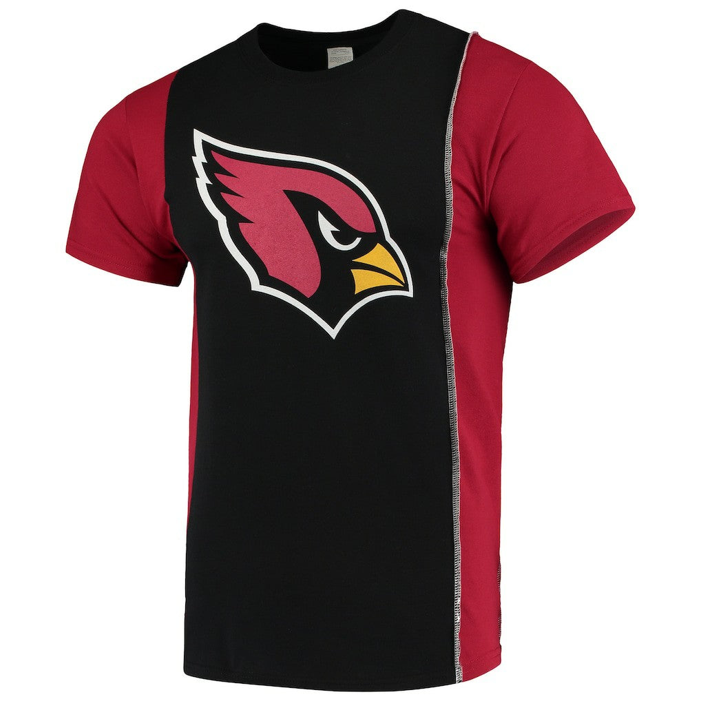 Arizona Cardinals Refried Apparel Sustainable Upcycled Split T-Shirt - Black/Cardinal - NFL