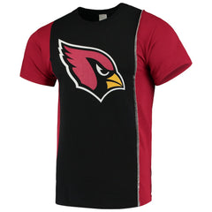 Arizona Cardinals Refried Apparel Sustainable Upcycled Split T-Shirt - Black/Cardinal - NFL