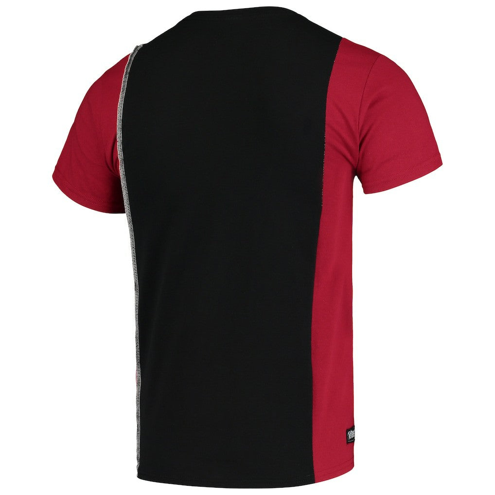 Arizona Cardinals Refried Apparel Sustainable Upcycled Split T-Shirt - Black/Cardinal - NFL