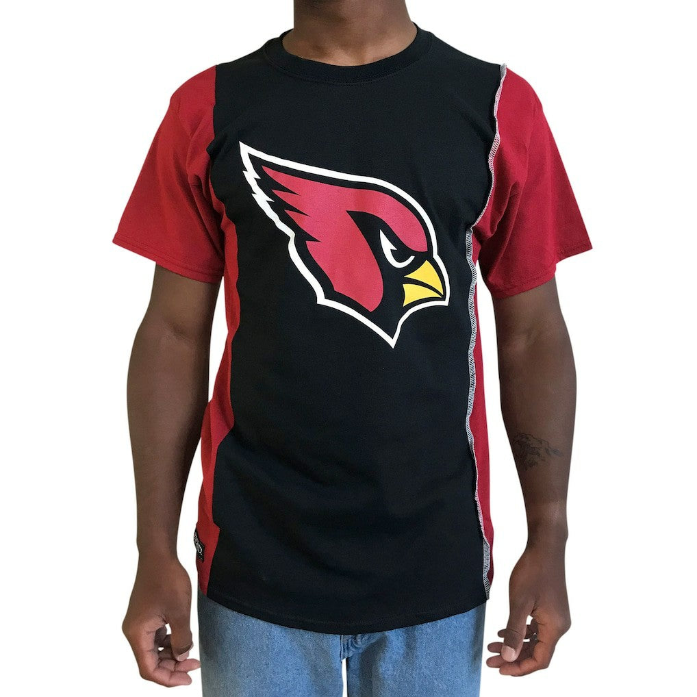 Arizona Cardinals Refried Apparel Sustainable Upcycled Split T-Shirt - Black/Cardinal - NFL