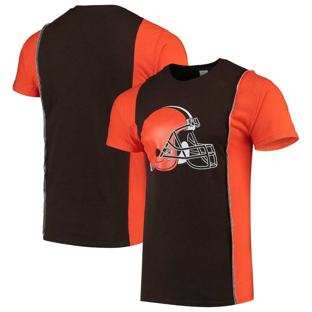 Cleveland Browns Refried Apparel Sustainable Upcycled Split T-Shirt - Brown/Orange - NFL