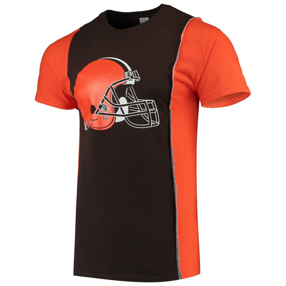 Cleveland Browns Refried Apparel Sustainable Upcycled Split T-Shirt - Brown/Orange - NFL