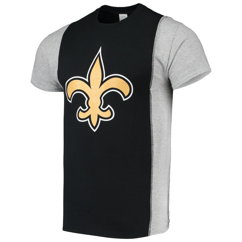 New Orleans Saints Refried Apparel Sustainable Upcycled Split T-Shirt - Black/Gray - NFL