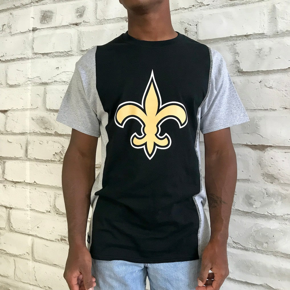 New Orleans Saints Refried Apparel Sustainable Upcycled Split T-Shirt - Black/Gray - NFL