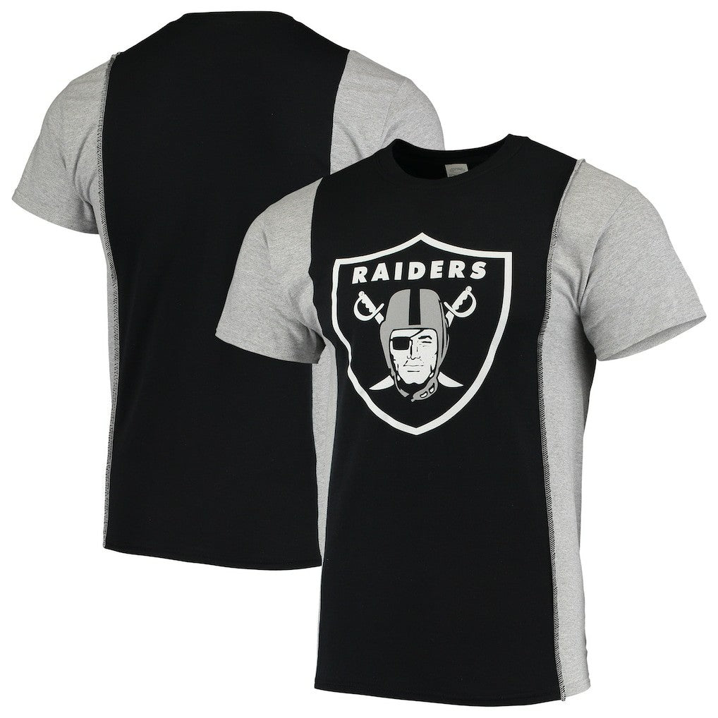 Las Vegas Raiders Refried Apparel Sustainable Upcycled Split T-Shirt - Black/Silver - NFL