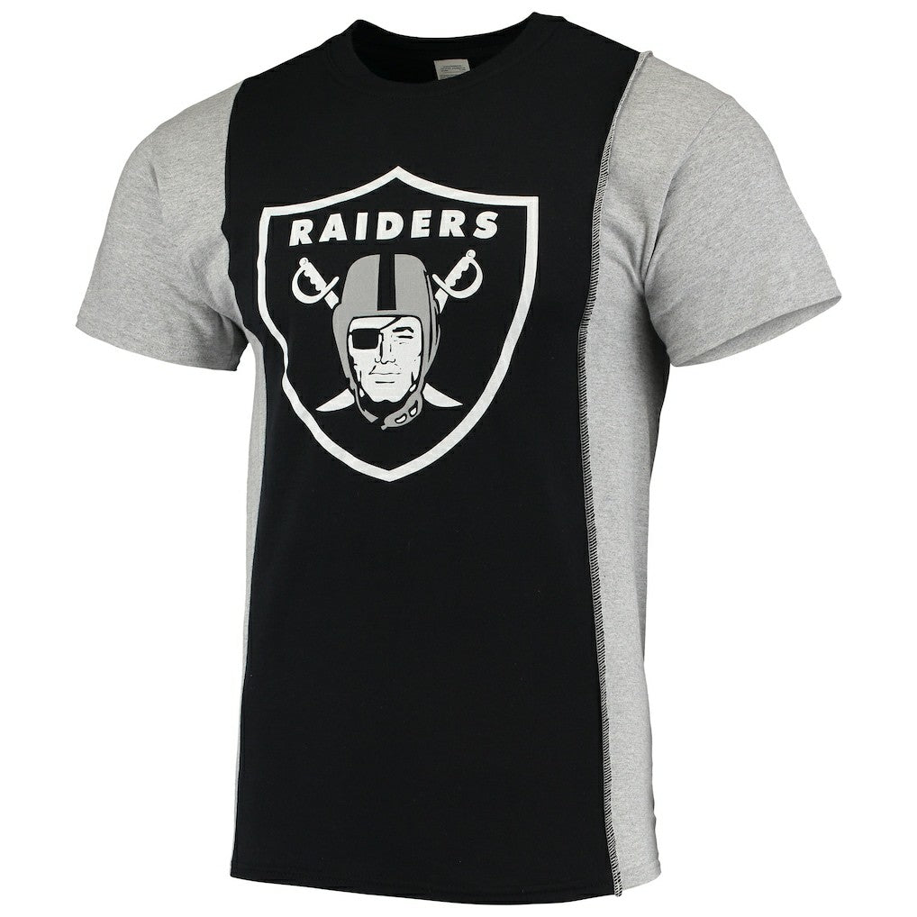 Las Vegas Raiders Refried Apparel Sustainable Upcycled Split T-Shirt - Black/Silver - NFL