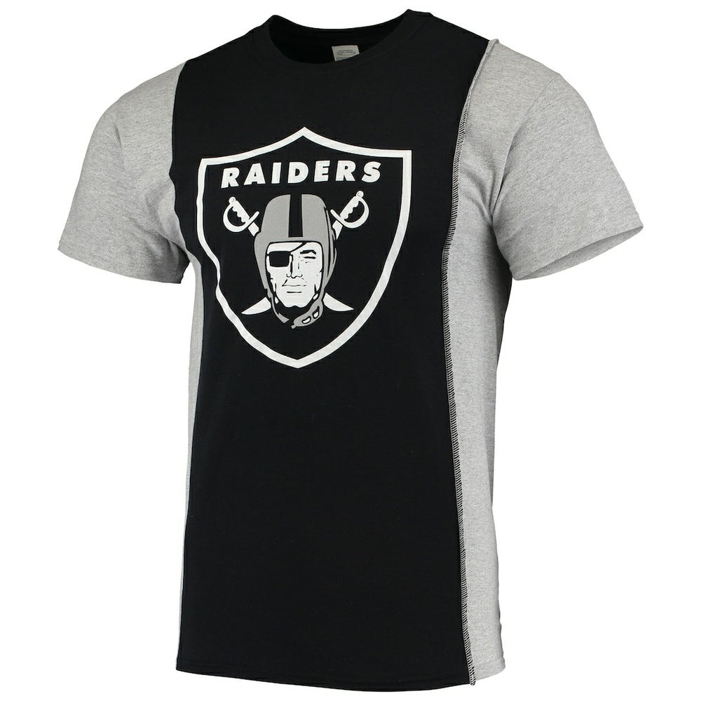 Las Vegas Raiders Refried Apparel Sustainable Upcycled Split T-Shirt - Black/Silver - NFL