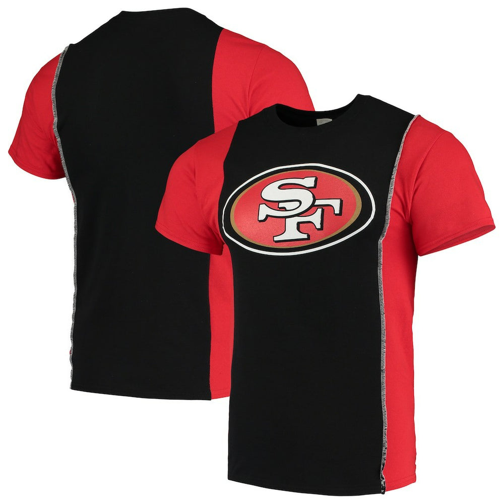 San Francisco 49ers Refried Apparel Sustainable Upcycled Split T-Shirt - Black/Scarlet - NFL