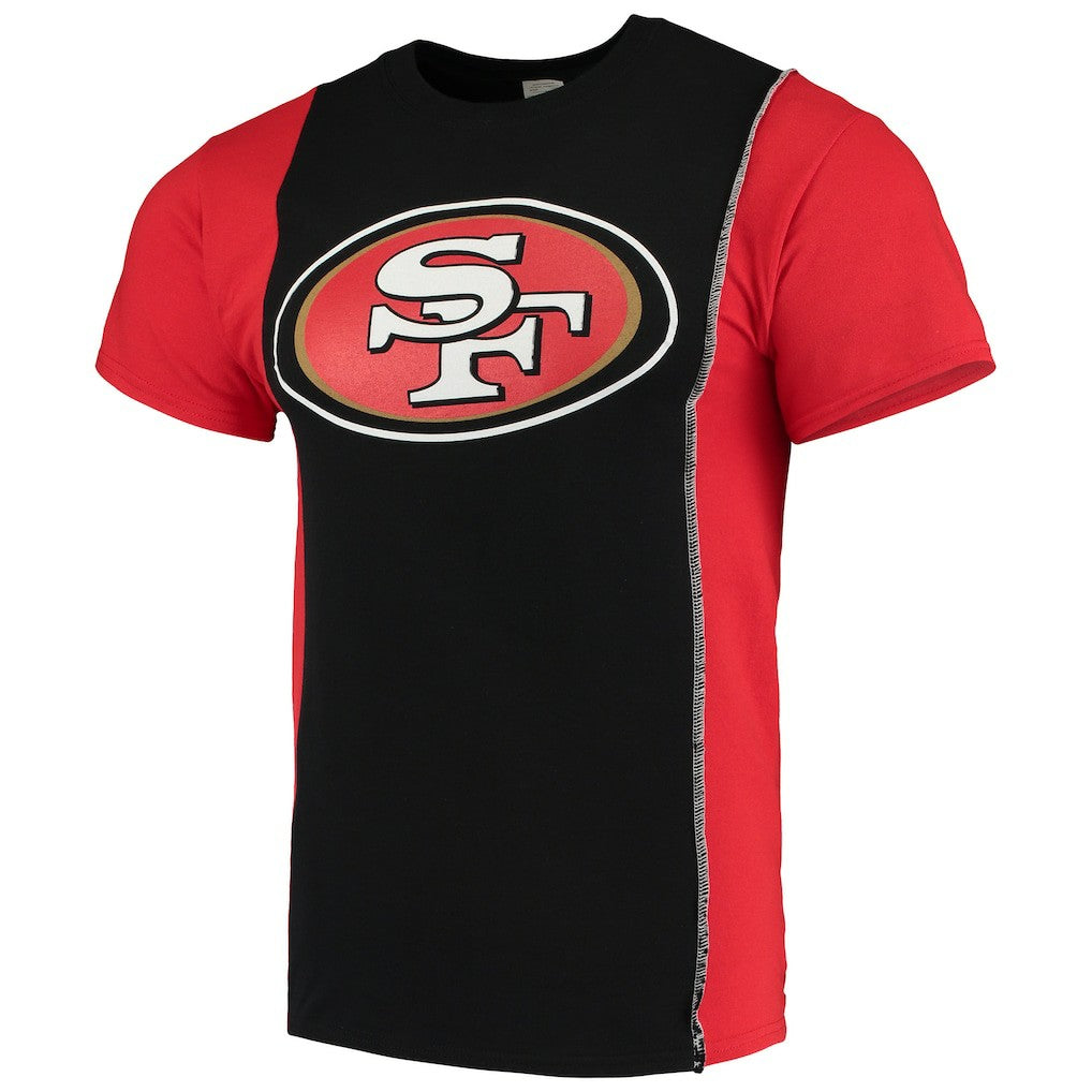 San Francisco 49ers Refried Apparel Sustainable Upcycled Split T-Shirt - Black/Scarlet - NFL