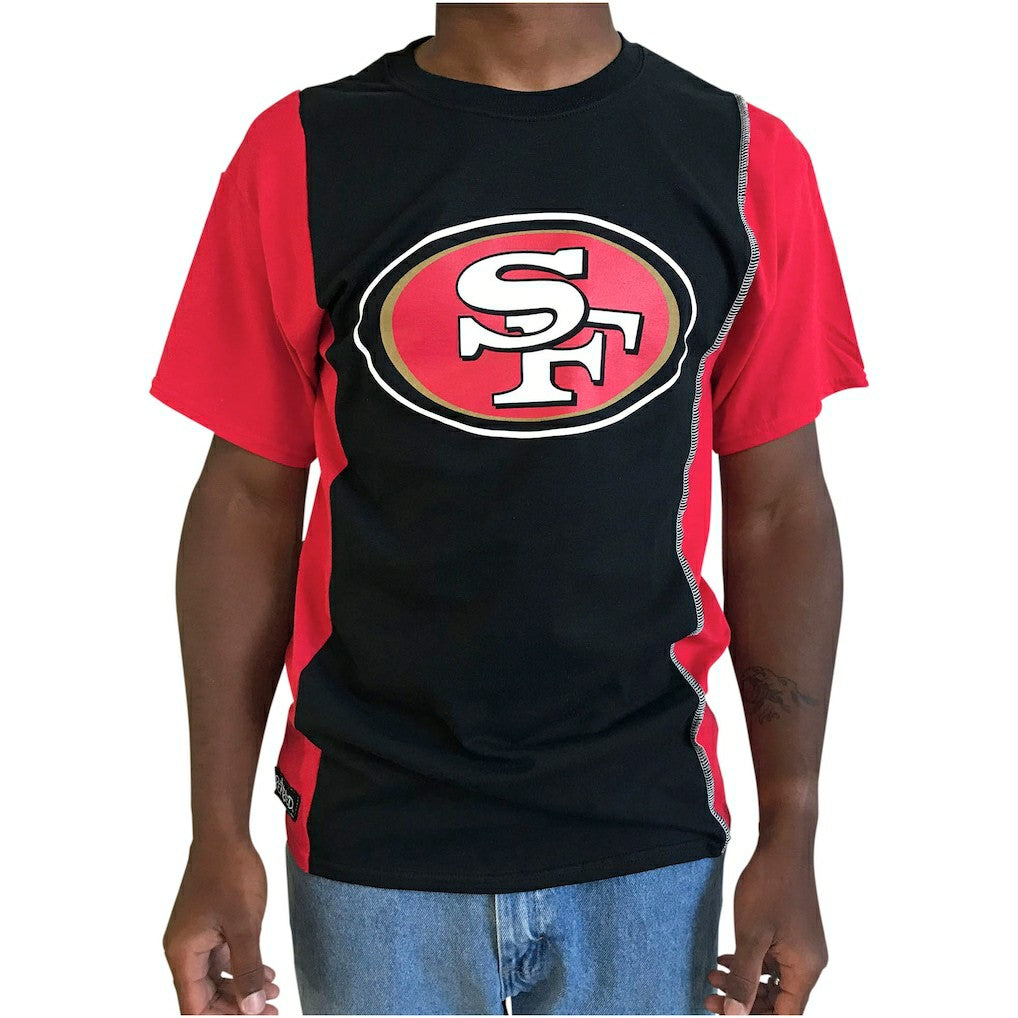 San Francisco 49ers Refried Apparel Sustainable Upcycled Split T-Shirt - Black/Scarlet - NFL