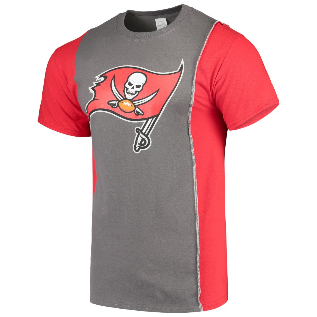 Tampa Bay Buccaneers Refried Apparel Sustainable Upcycled Split T-Shirt - Pewter/Red - NFL