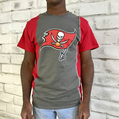 Tampa Bay Buccaneers Refried Apparel Sustainable Upcycled Split T-Shirt - Pewter/Red - NFL