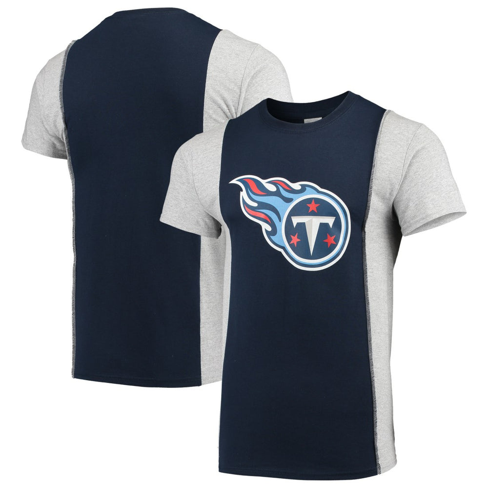 Tennessee Titans Refried Apparel Sustainable Upcycled Split T-Shirt - Navy/Gray - NFL