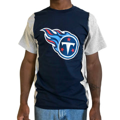 Tennessee Titans Refried Apparel Sustainable Upcycled Split T-Shirt - Navy/Gray - NFL