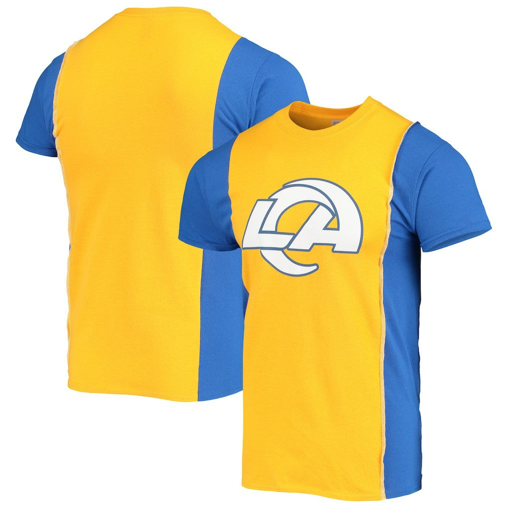 Los Angeles Rams Refried Apparel Sustainable Upcycled Split T-Shirt - Gold/Royal - NFL