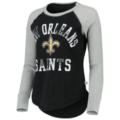 New Orleans Saints Touch Women's Waffle Raglan Lightweight Long Sleeve T-Shirt - Black - NFL