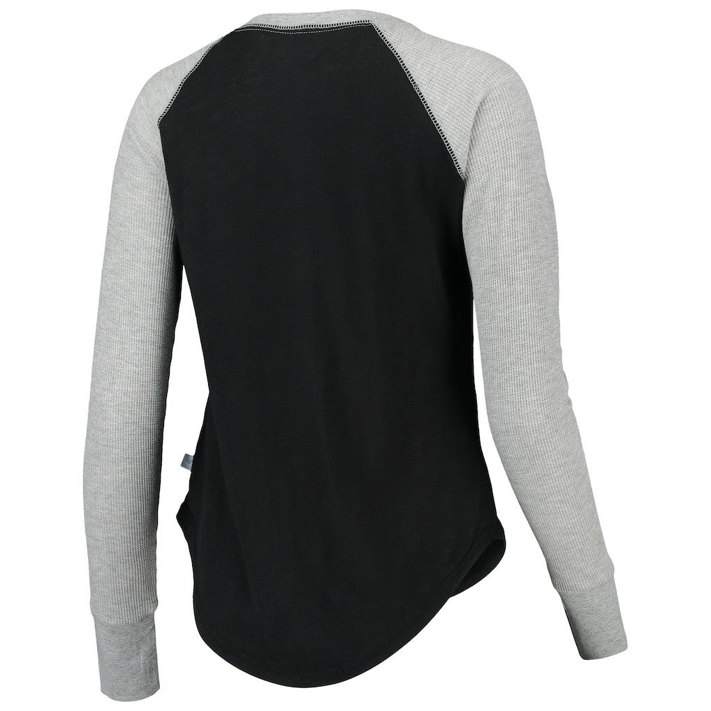 New Orleans Saints Touch Women's Waffle Raglan Lightweight Long Sleeve T-Shirt - Black - NFL