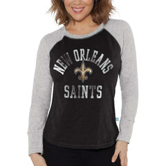 New Orleans Saints Touch Women's Waffle Raglan Lightweight Long Sleeve T-Shirt - Black - NFL