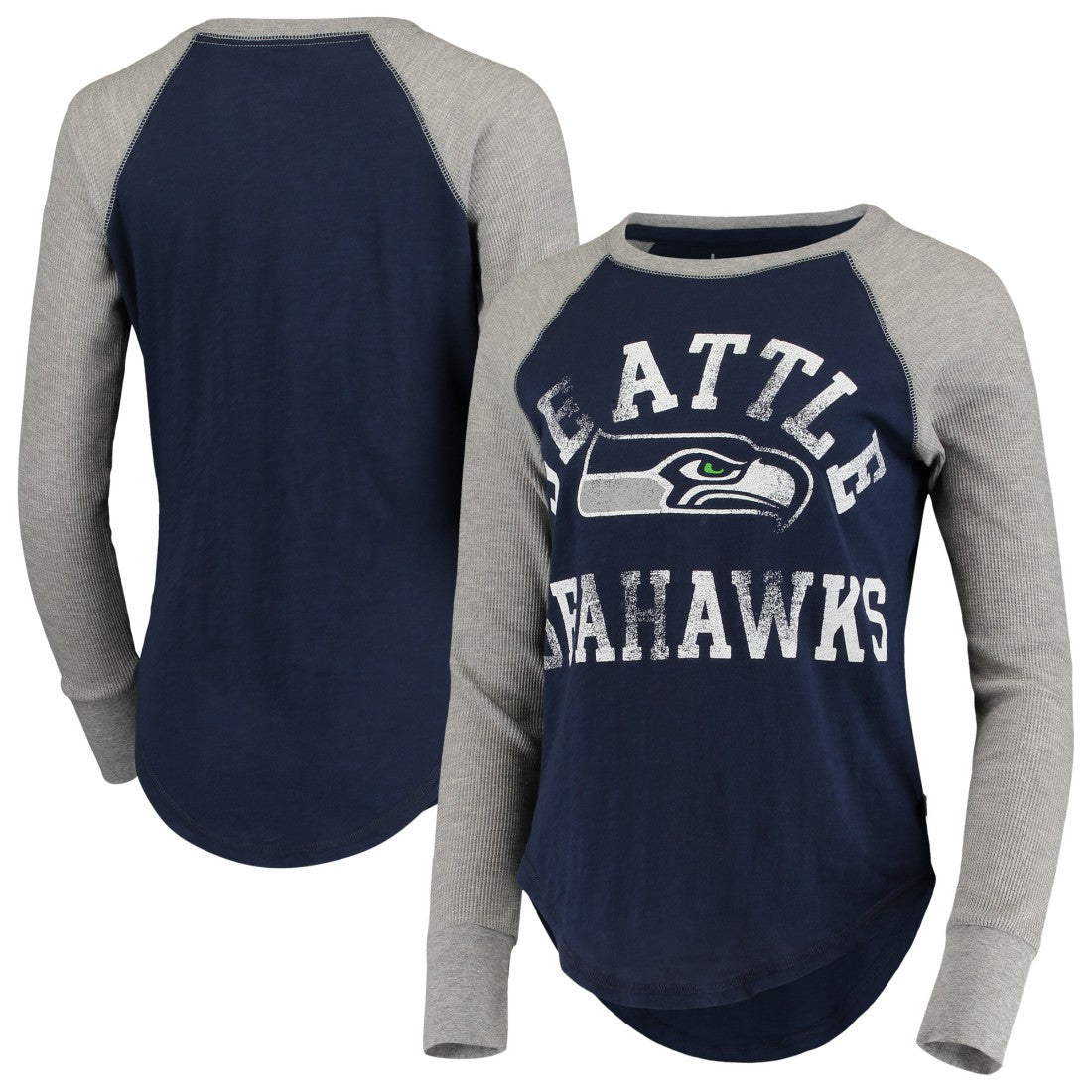 Seattle Seahawks Touch Women's Waffle Raglan Lightweight Long Sleeve T-Shirt - College Navy - NFL