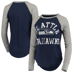 Seattle Seahawks Touch Women's Waffle Raglan Lightweight Long Sleeve T-Shirt - College Navy - NFL