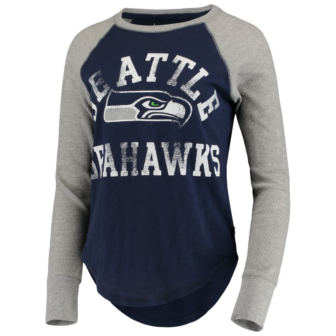 Seattle Seahawks Touch Women's Waffle Raglan Lightweight Long Sleeve T-Shirt - College Navy - NFL