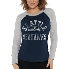 Seattle Seahawks Touch Women's Waffle Raglan Lightweight Long Sleeve T-Shirt - College Navy - NFL