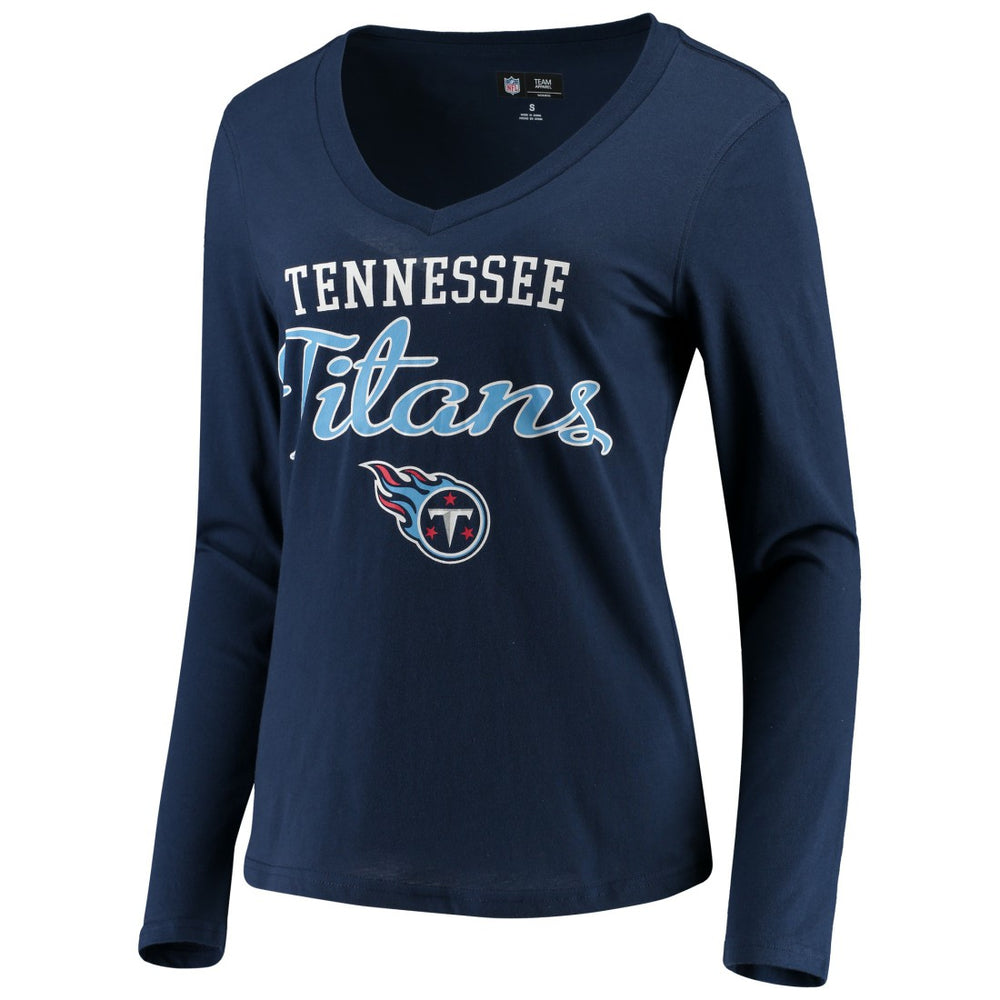 Tennessee Titans G-III 4Her by Carl Banks Women's Post Season Long Sleeve V-Neck T-Shirt - Navy - NFL