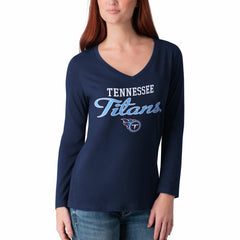 Tennessee Titans G-III 4Her by Carl Banks Women's Post Season Long Sleeve V-Neck T-Shirt - Navy - NFL