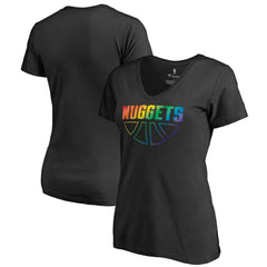 Denver Nuggets Women's Team Pride Wordmark V-Neck T-Shirt Black