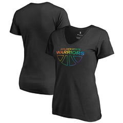Golden State Warriors Women's Team Pride Wordmark V-Neck T-Shirt Black