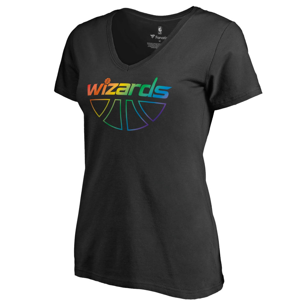 Washington Wizards Women's Team Pride Wordmark V-Neck T-Shirt Black