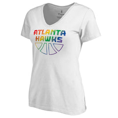 Atlanta Hawks Women's Team Pride Wordmark V-Neck T-Shirt White