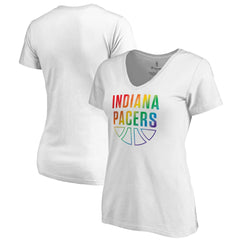 Indiana Pacers Women's Team Pride Wordmark V-Neck T-Shirt White