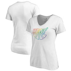 Miami Heat Women's Team Pride Wordmark V-Neck T-Shirt White