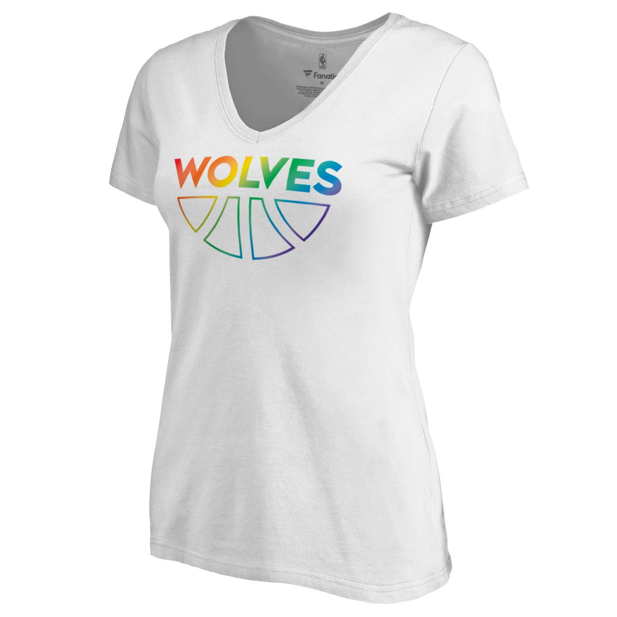 Minnesota Timberwolves Women's Team Pride Wordmark V-Neck T-Shirt White