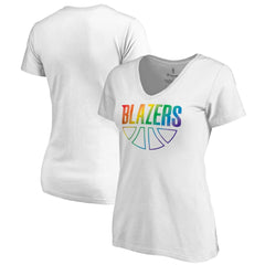 Portland Trail Blazers Women's Team Pride Wordmark V-Neck T-Shirt White