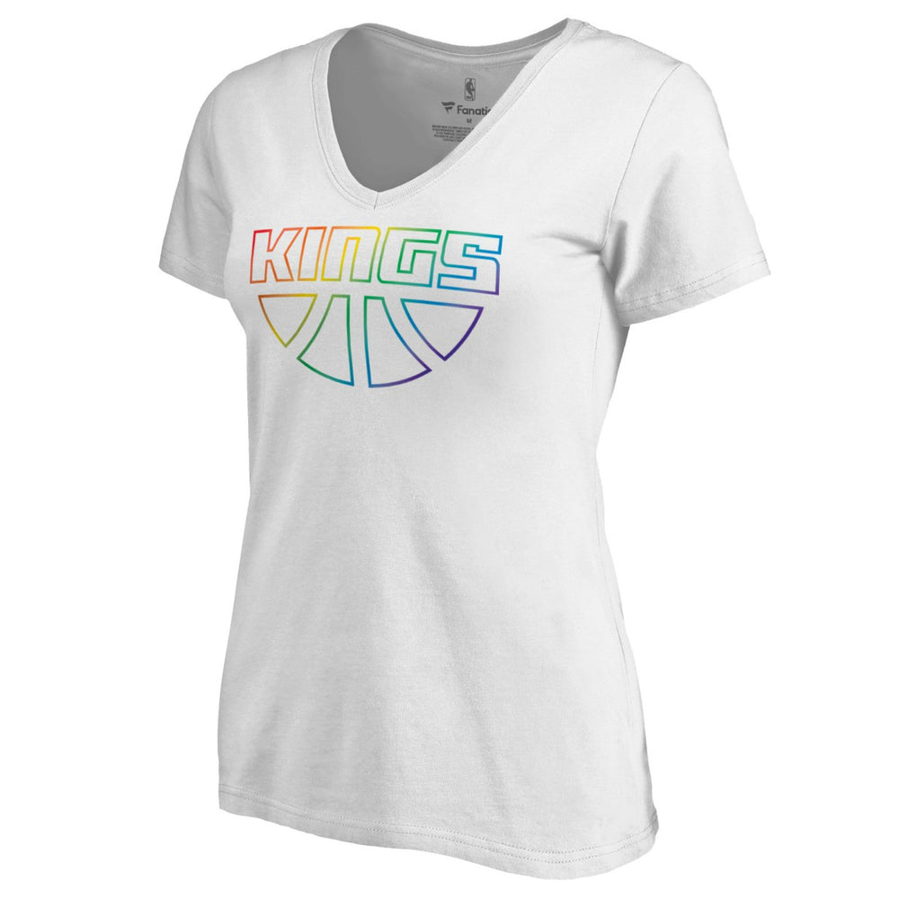 Sacramento Kings Women's Team Pride Wordmark V-Neck T-Shirt White