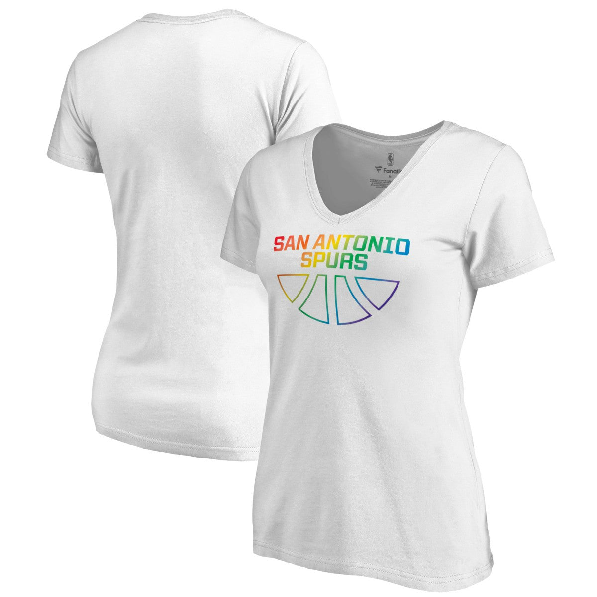 San Antonio Spurs Women's Team Pride Wordmark V-Neck T-Shirt White