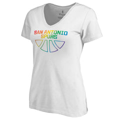 San Antonio Spurs Women's Team Pride Wordmark V-Neck T-Shirt White