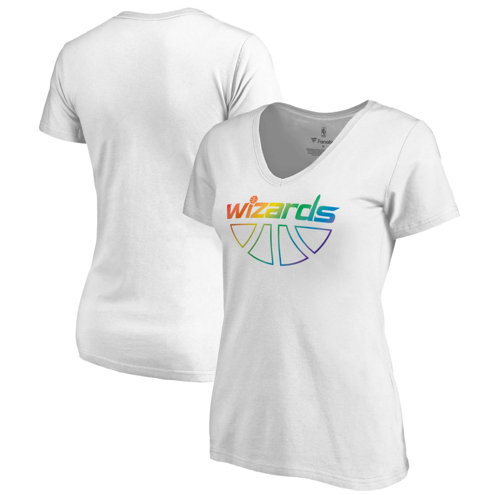 Washington Wizards Women's Team Pride Wordmark V-Neck T-Shirt White