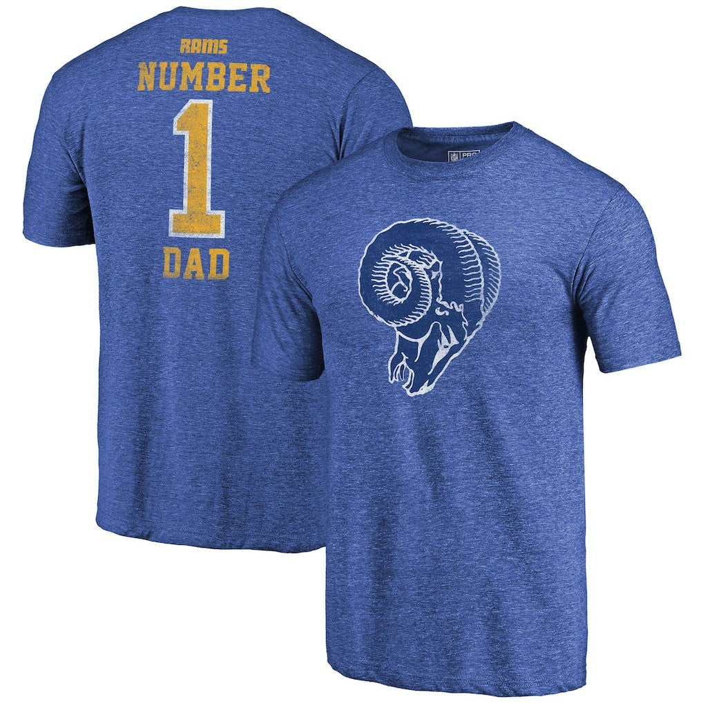 Los Angeles Rams Greatest Dad Retro Tri-Blend T-Shirt - Heathered Royal - Fanatics