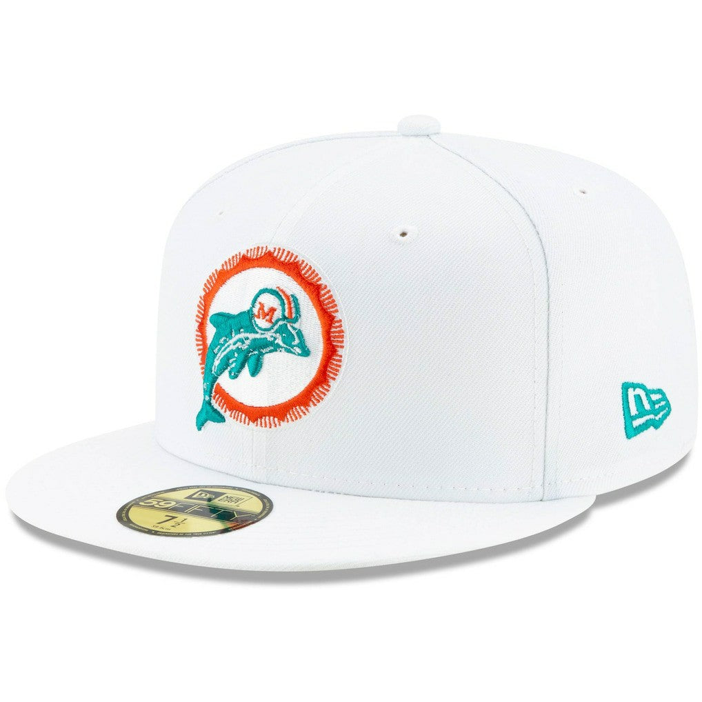 Miami Dolphins New Era Historic Omaha 59FIFTY Fitted Hat - White - NFL