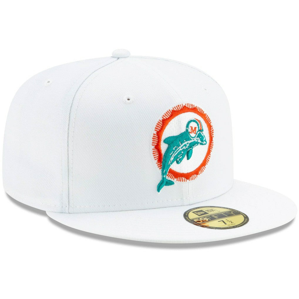 Miami Dolphins New Era Historic Omaha 59FIFTY Fitted Hat - White - NFL